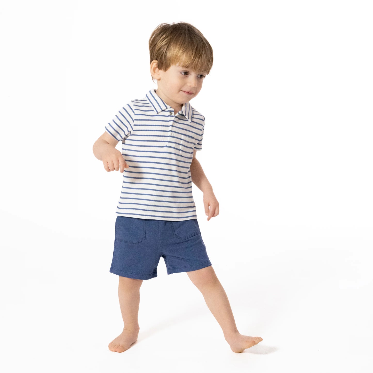 Polo with Everyday Short | Navy Stripe