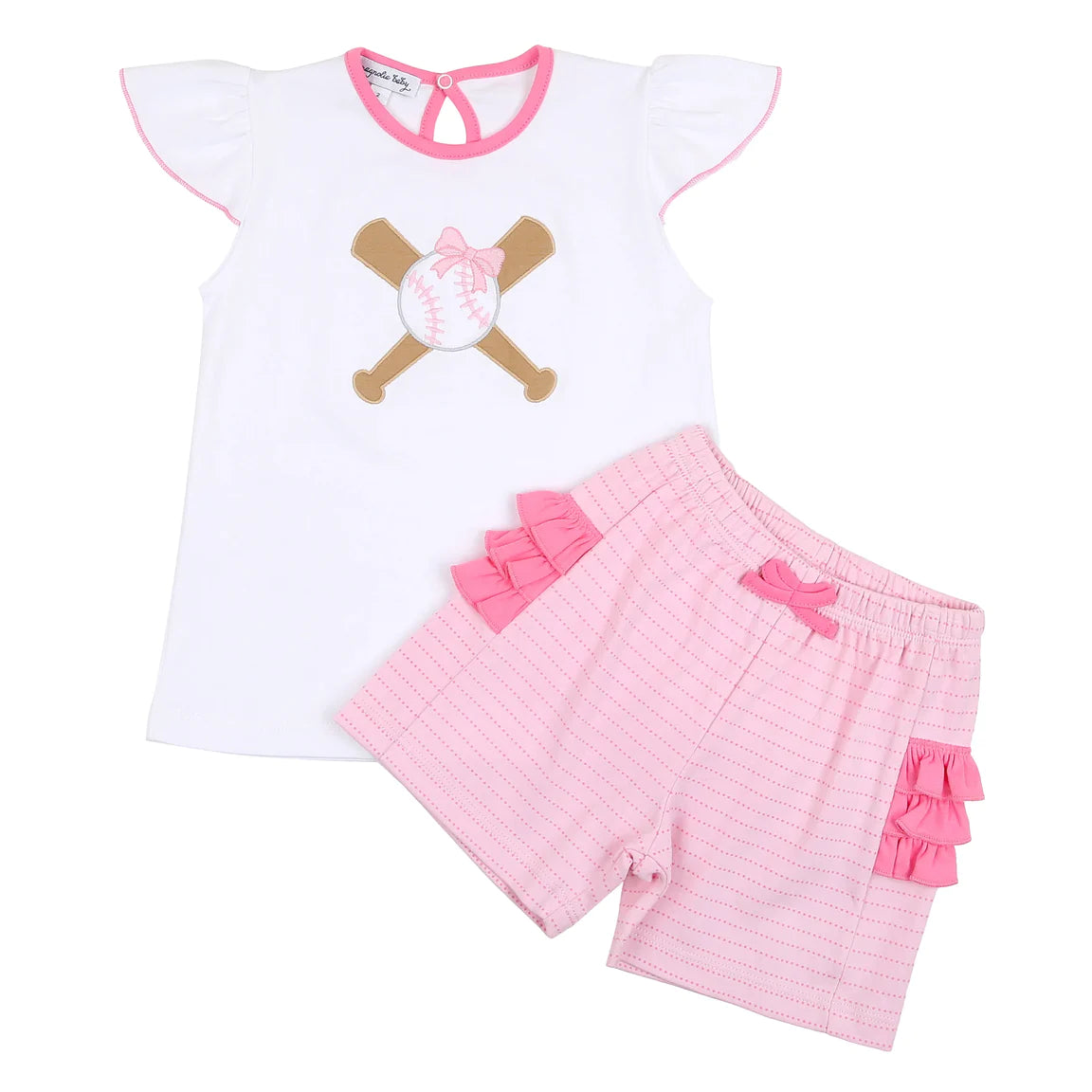 Grand Slam Applique Ruffle Flutters Short Set | Pink