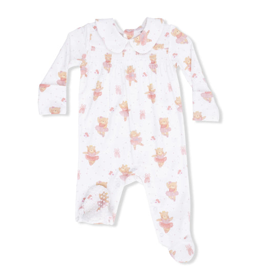 Smocked Peter Pan Snap Footie | Teddy Bear Ballerina