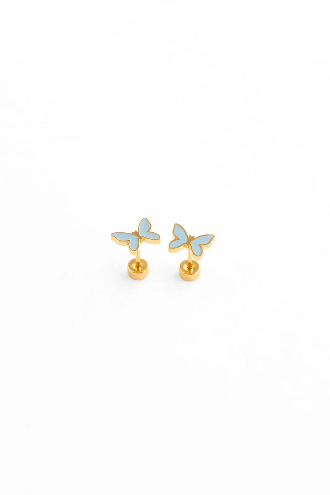 Enamel Butterfly Stud Earrings - Hypoallergenic, Flat Back: Blush