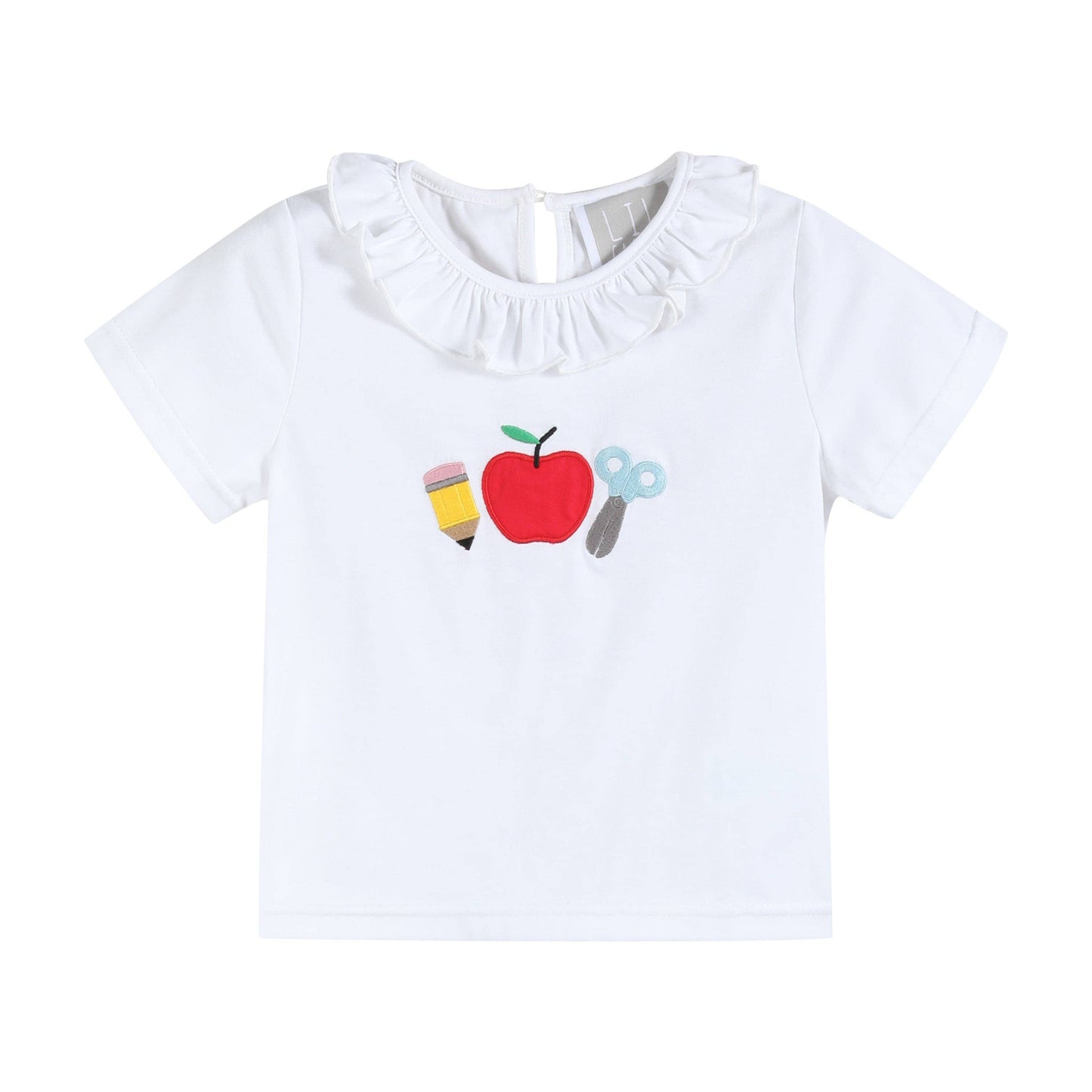 White School Ruffle Top and Blue Skort Set