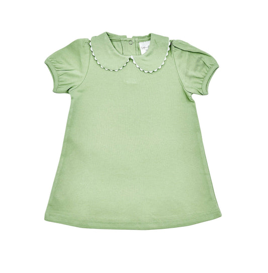 Scalloped SS Dress | Light Green