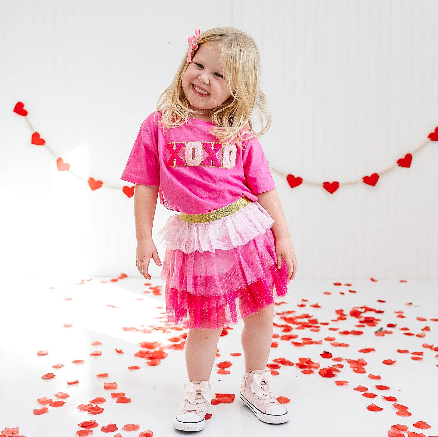 XOXO Patch Valentine's Day Short Sleeve T-Shirt