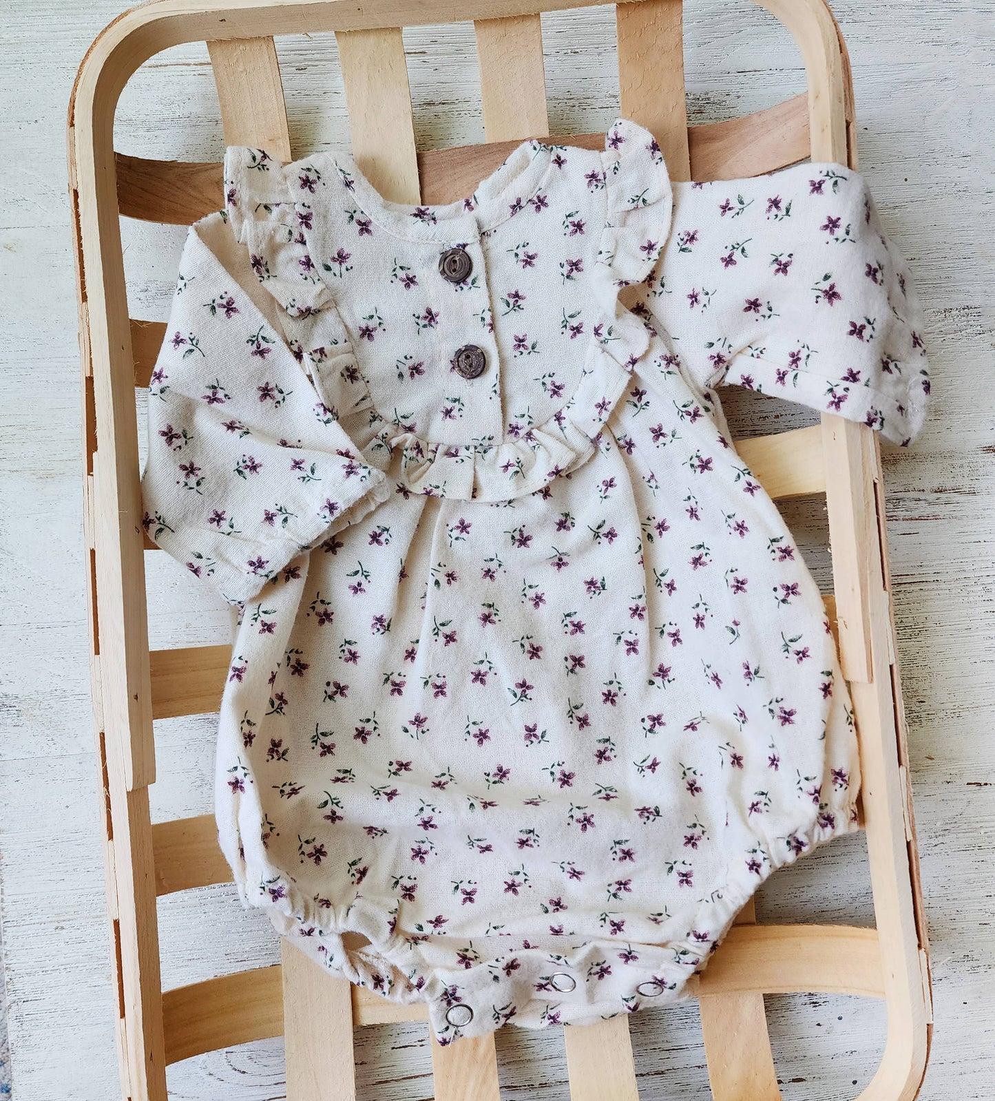 Baby Girl Soft Cotton Bubble Romper Ruffle | Claudia + Bow