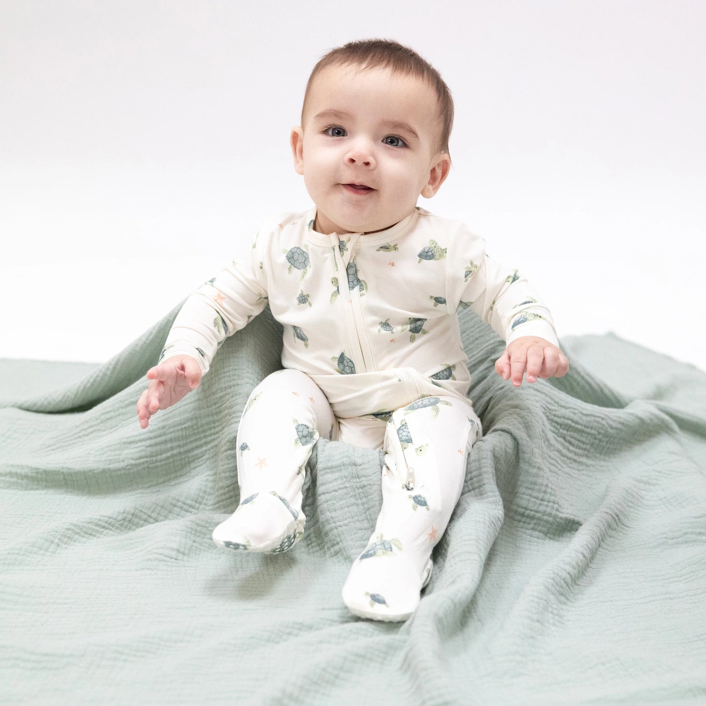 2 Way Zipper Footie | Sea Turtle