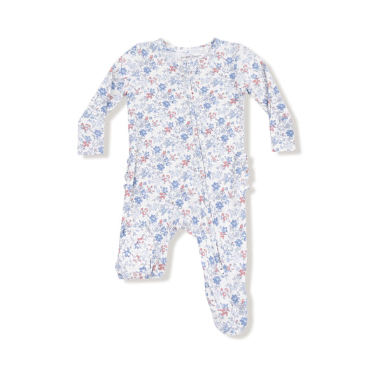 2 Way Zipper Ruffle Back Footie | Country Girl Floral