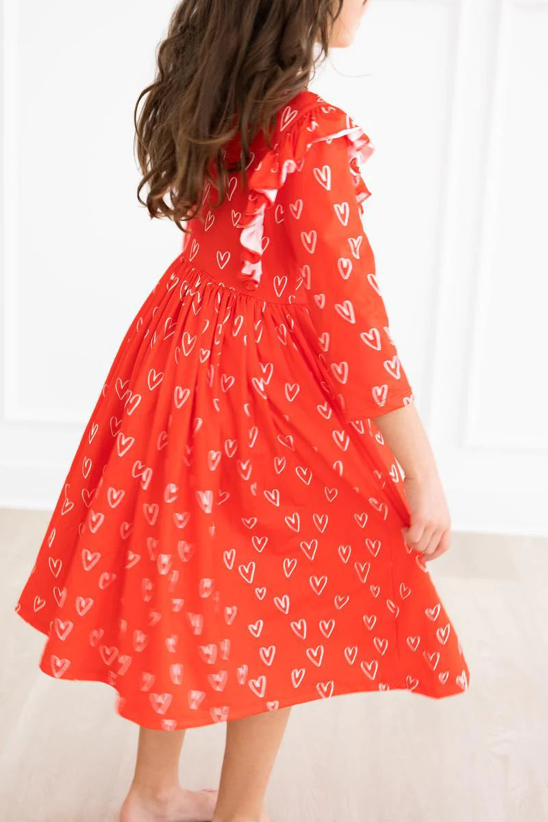 Rosies are Red Ruffle Twirl Dress