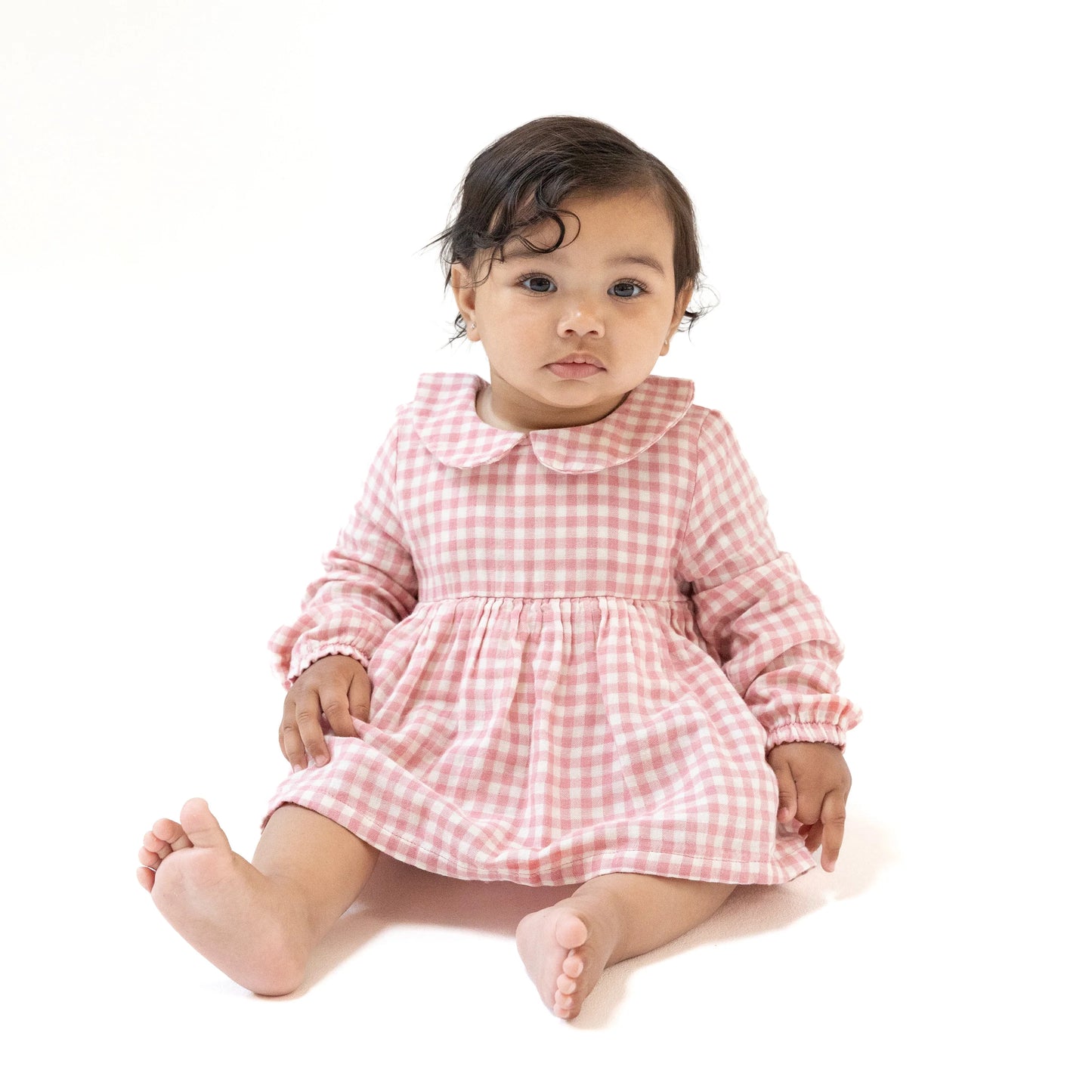 Peter Pan Collar Bubble with Skirt | Rose Pink Plaid