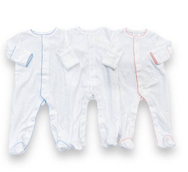 White Footie with White Picot Trim