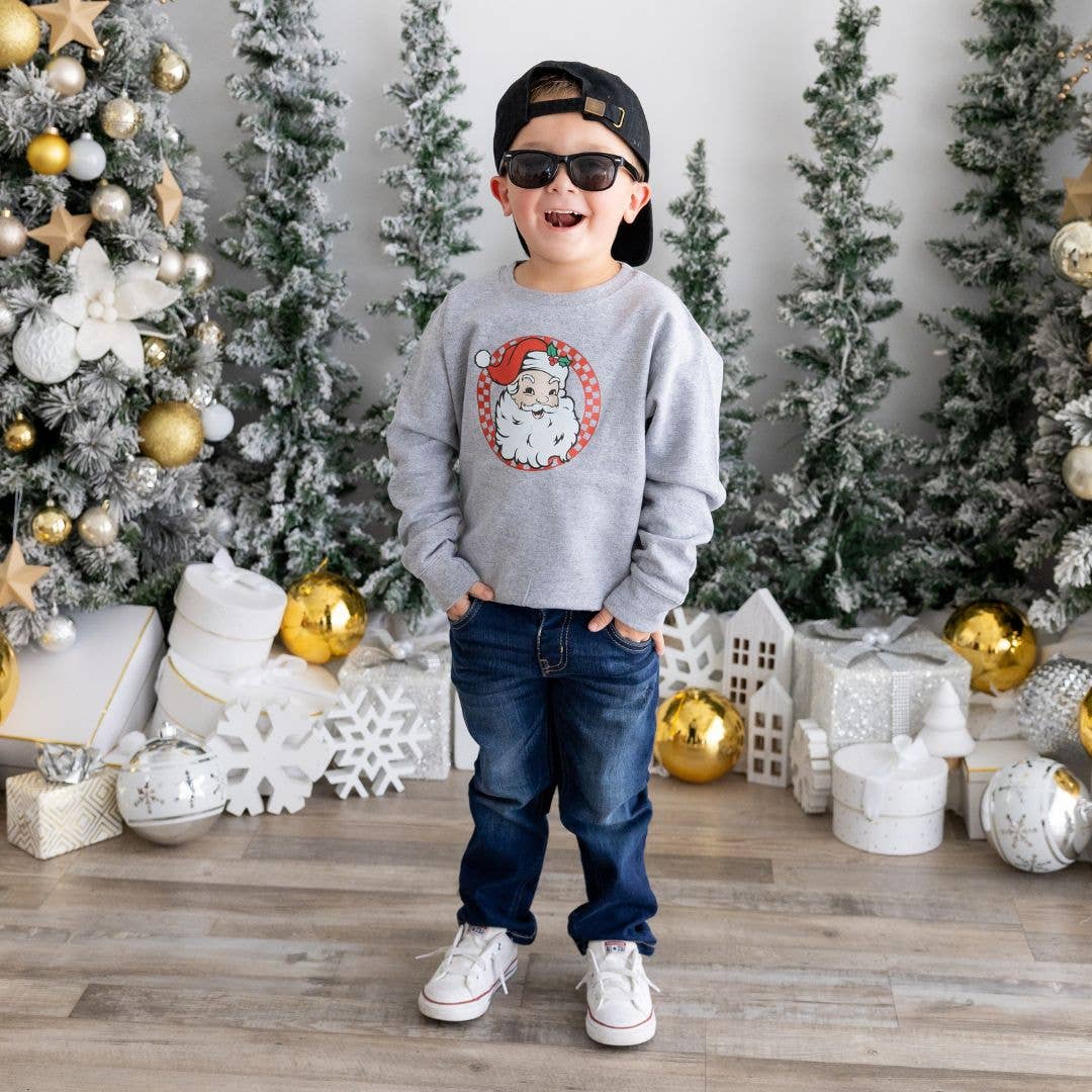 Retro Santa Christmas Sweatshirt - Kids Holiday Crewneck