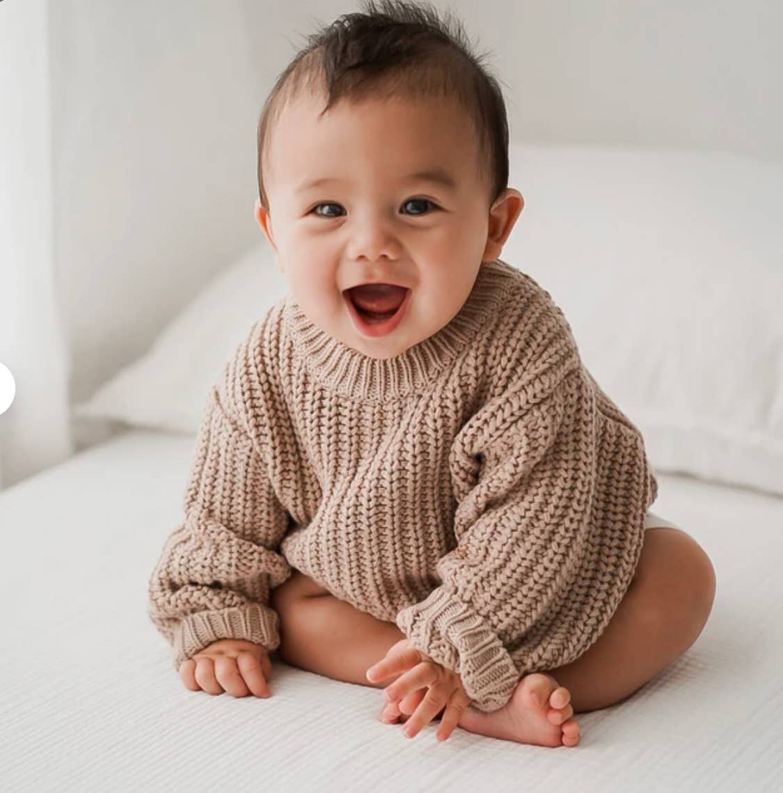 Oversized Baby Sweater Chunky Braided Knit : Taupe Sweater