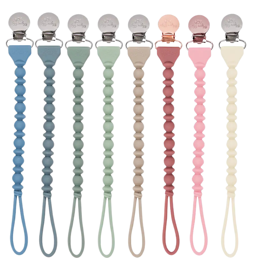 Sweetie Strap™ Silicone One-Piece Pacifier Clips - Toast