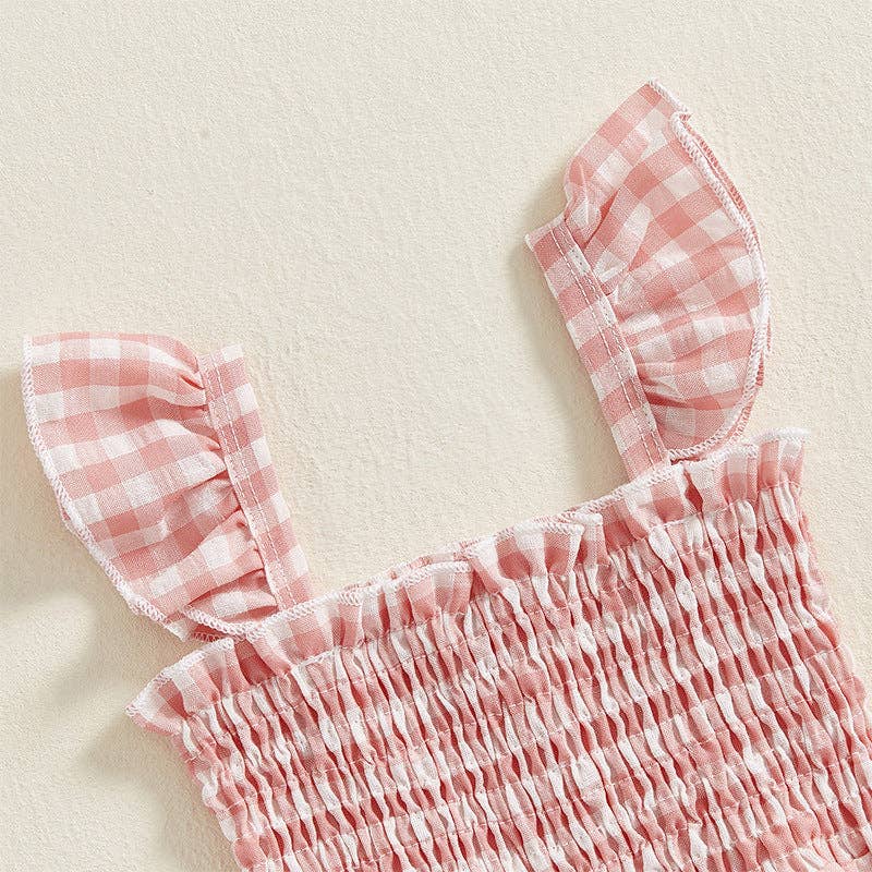 Baby Girls Flutter Sleeves Smocked Cotton Jumpsuit | Green