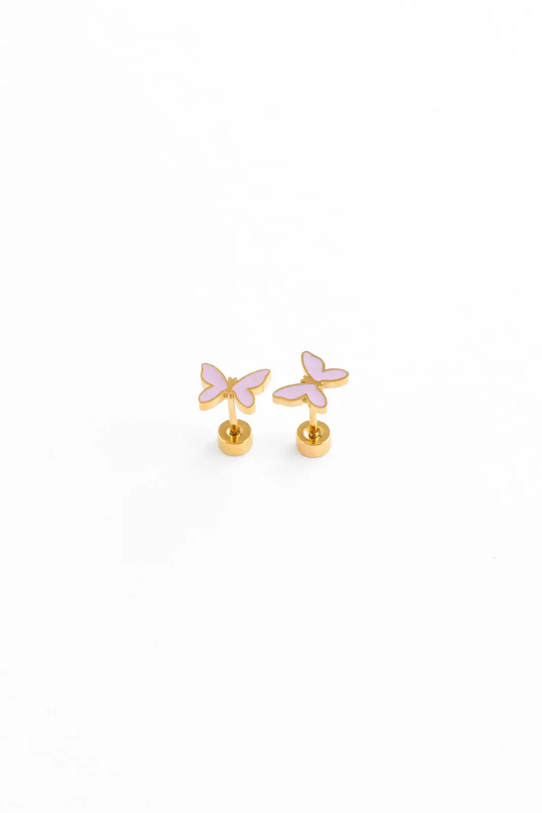 Enamel Butterfly Stud Earrings - Hypoallergenic, Flat Back: Blush