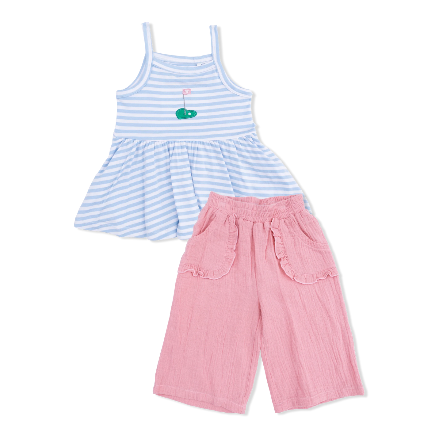 Peplum Tank with Wide Leg Pant | Striped Golf