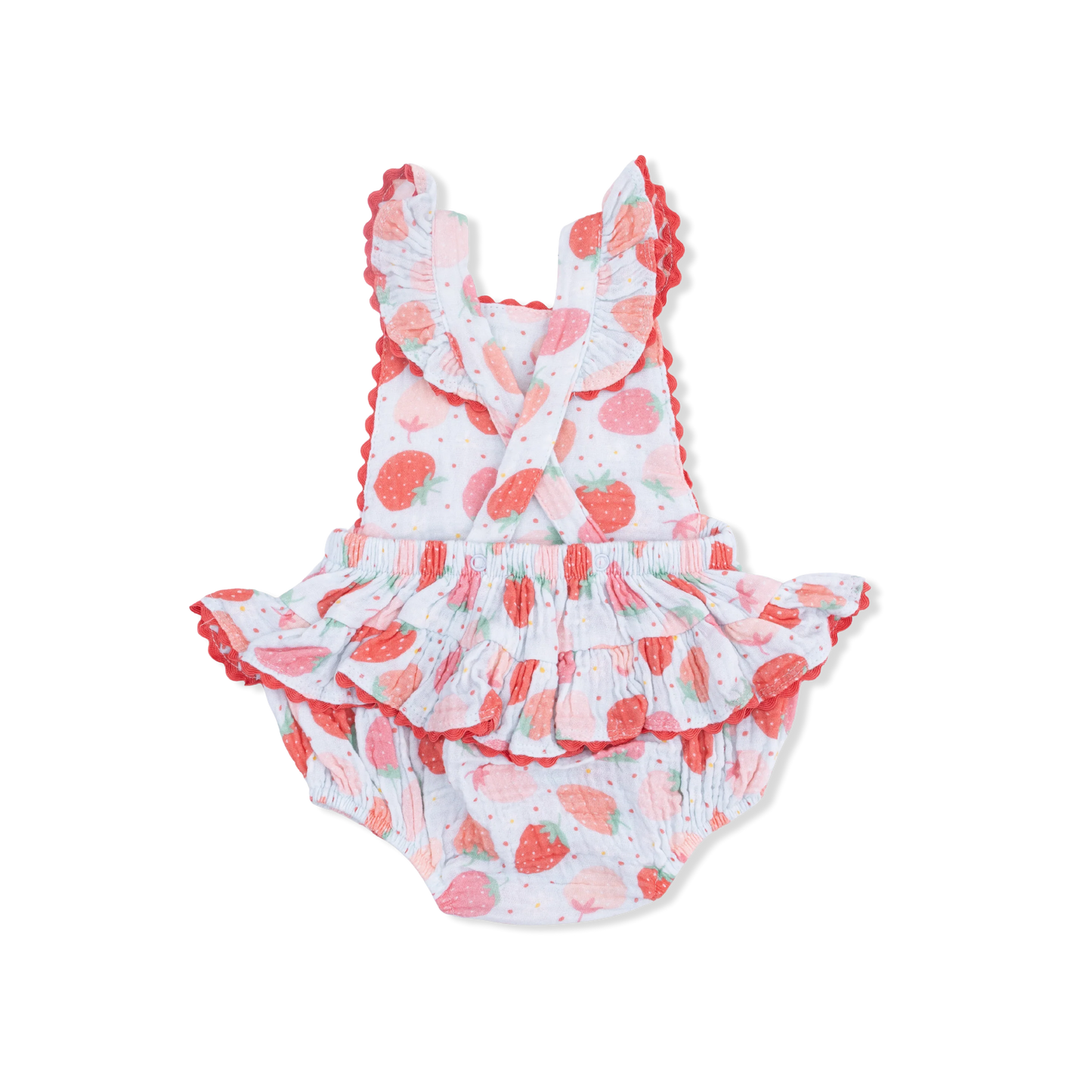 Ric Rac Ruffle Sunsuit | Strawberry Bliss