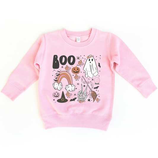 Halloween Favorites Spooky Boo Toddler and Youth Sweatshirt | Pink