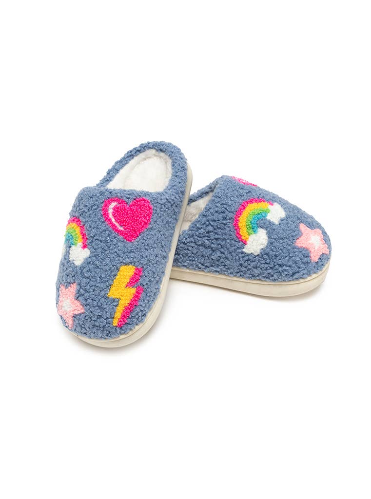 Kids Slippers | Blue Iconic Symbols