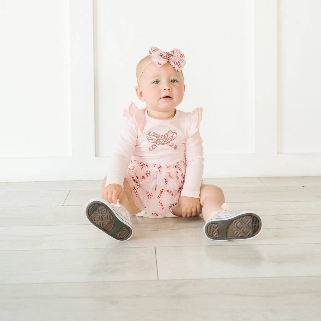 Candy Cane Confetti Long Sleeve Tutu Bodysuit
