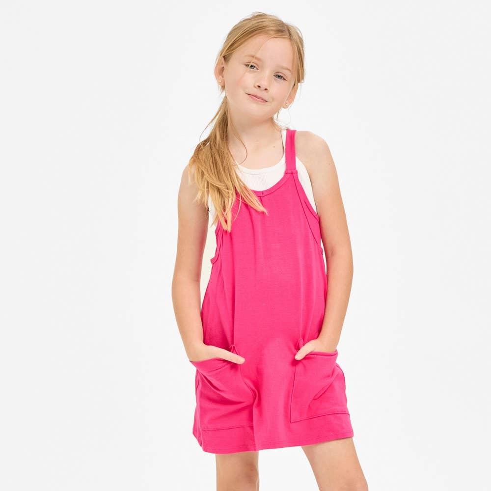 Relaxed Tank Dress with Built-In Romper Lining | Neon Pink