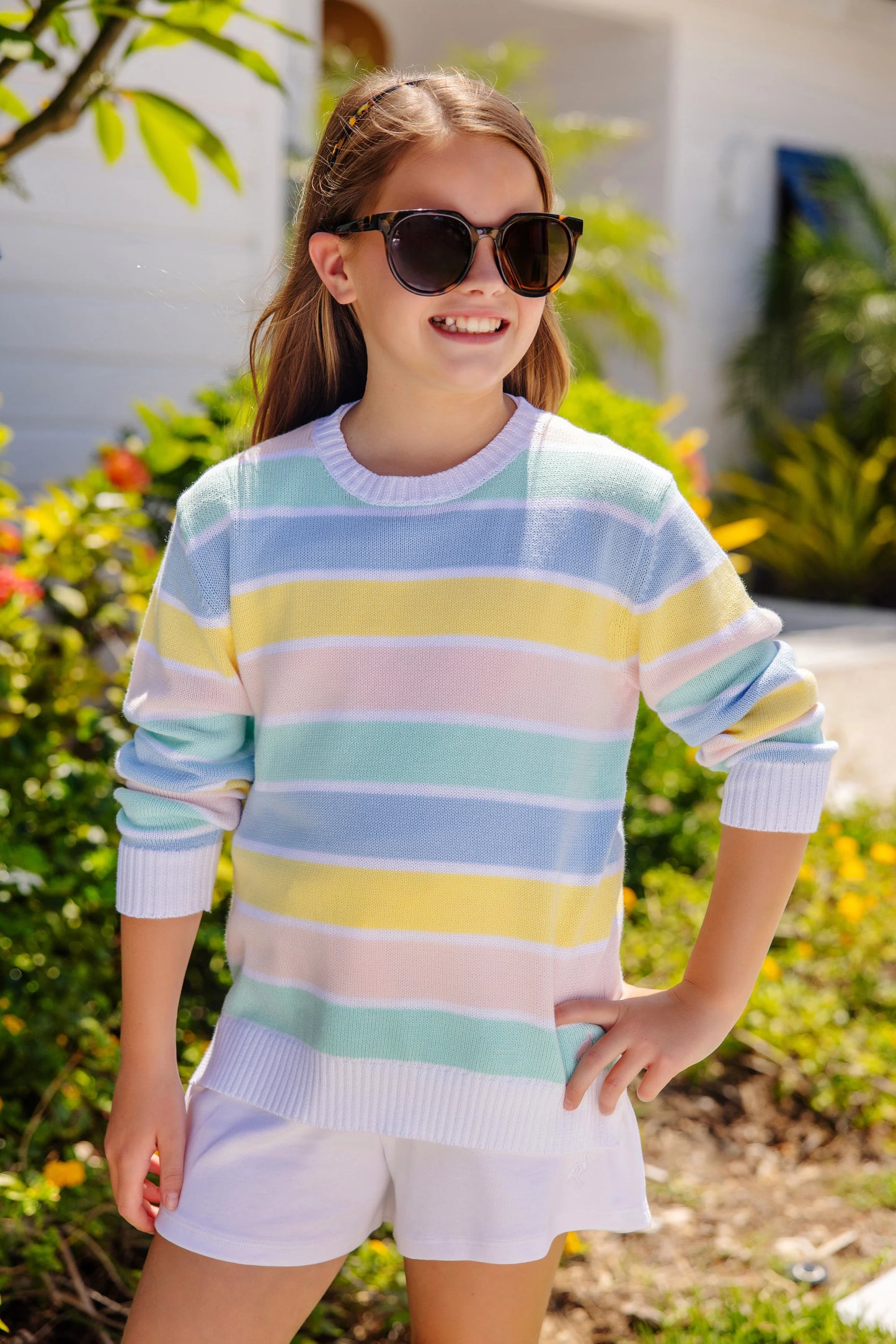 Cissy Sweater | Siesta Key Stripe with Palm Beach Pink