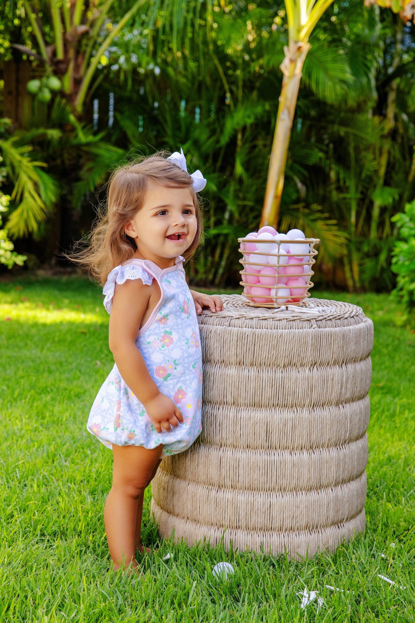 Saylor Sunsuit | Cayman Island Cane with Palm Beach Pink