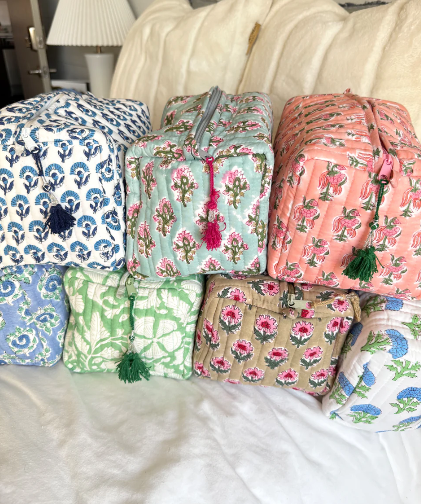 Quilted Block - Print Makeup Bag: Vibrant Orchid
