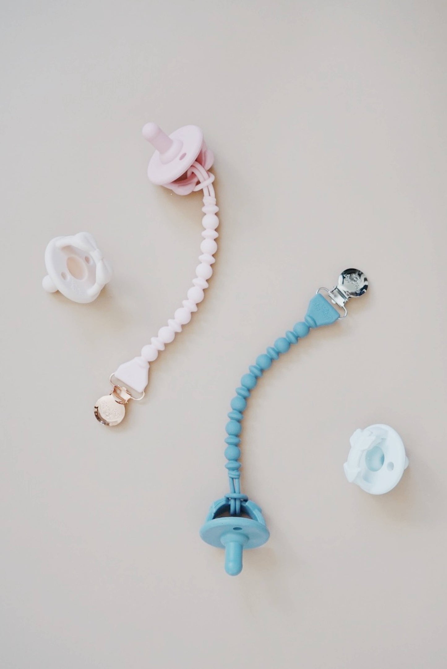 Sweetie Strap™ Silicone One-Piece Pacifier Clips - Blue Beaded