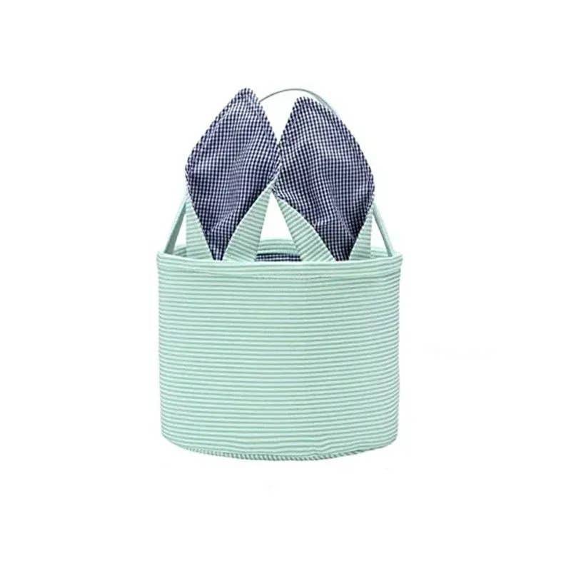 Personalized Embroidered Easter Bunny Ear Basket |  Green