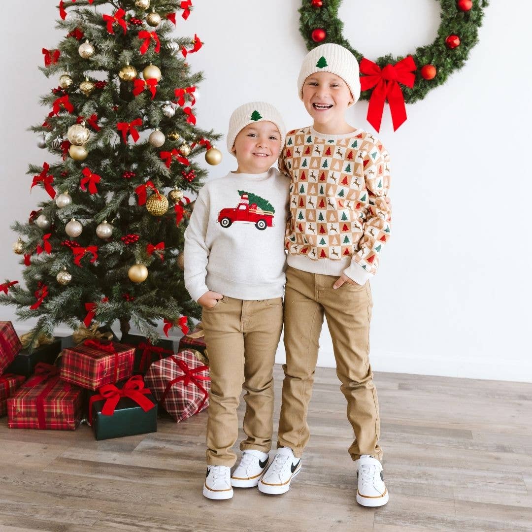 Christmas Truck Patch Sweatshirt | Natural