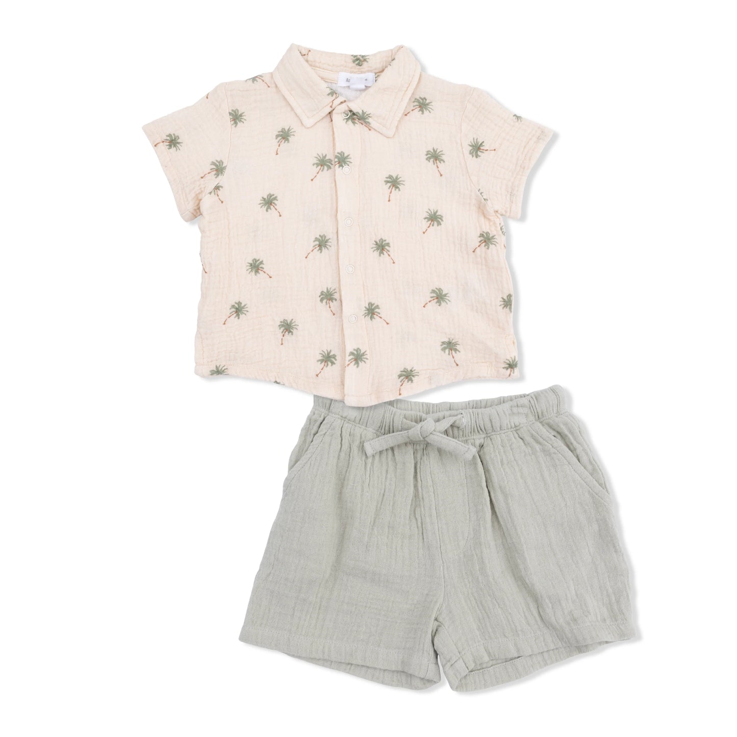 Polo Button Up with Casual Short | Palm Trees