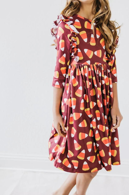 Mila & Rose Halloween Candy Corn Ruffle Twirl Dress Regular price