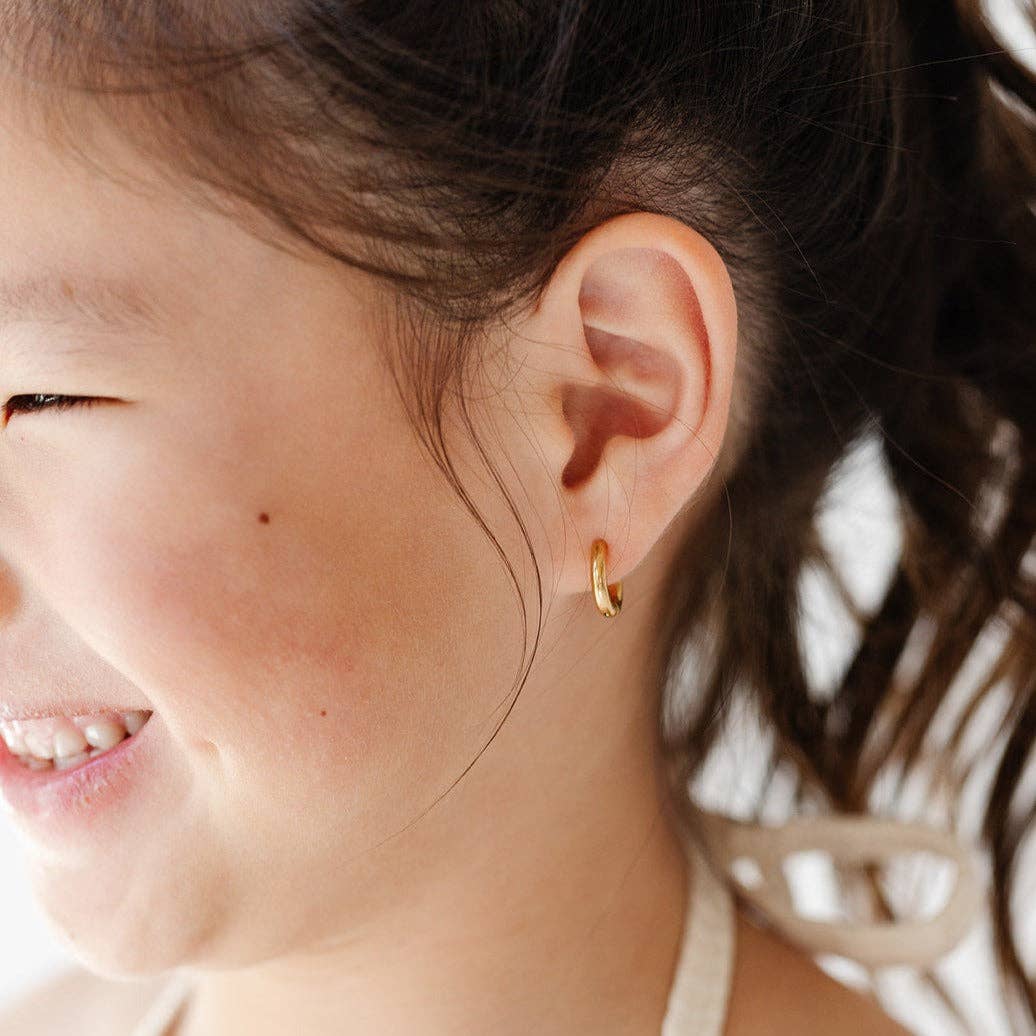 Endless Hoop Stud Earrings : Gold / 8mm