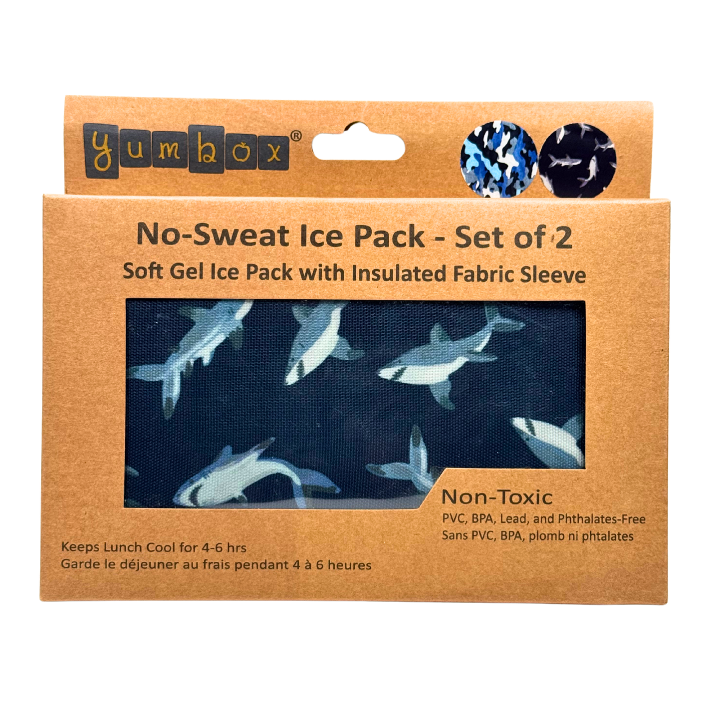 Gel Ice Packs in Fabric Sleeves 2-Pack | Sharks & Camouflage