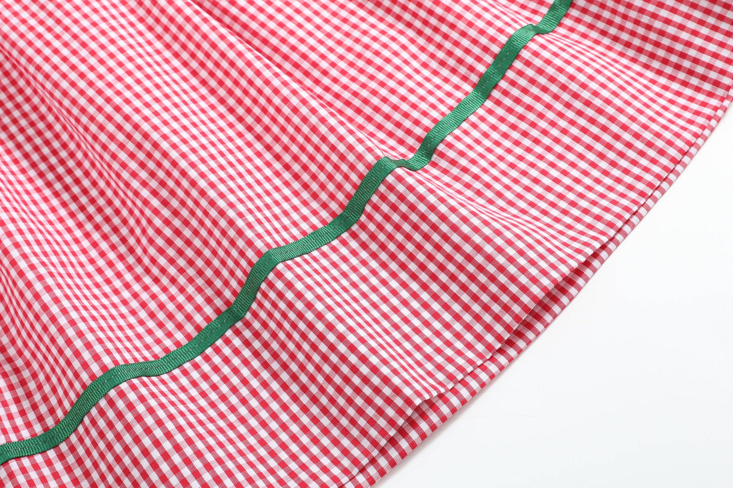 Red Gingham Apple Smocked Bishop Dress