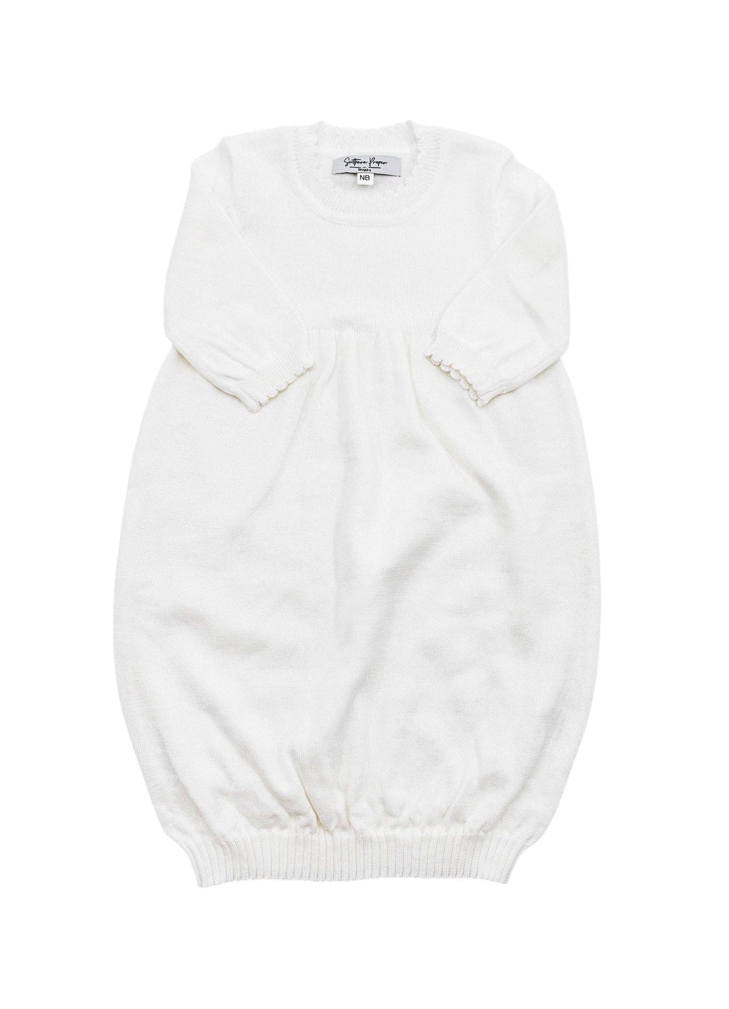 Knit Gown w/ Scalloped Edge | Cream