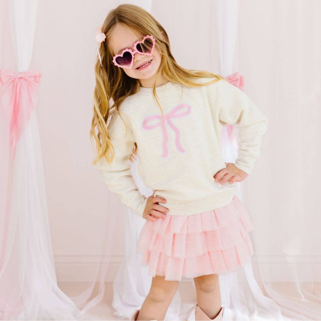 Sweet Wink - Coquette Bow Patch Sweatshirt - Kids Coquette Bow Sweatshirt: 4T