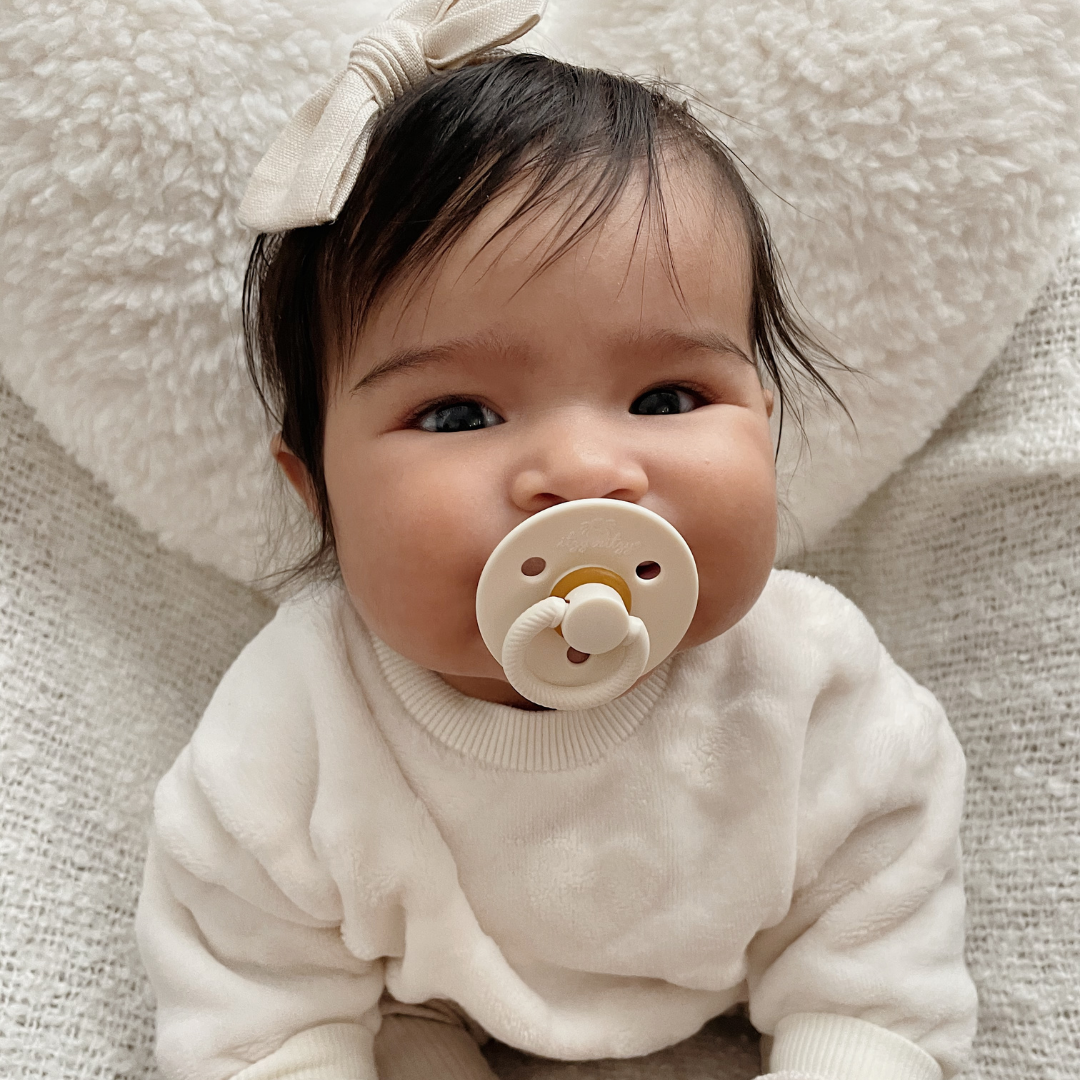 Itzy Soother™ Natural Rubber Paci Sets - Coconut + Toast