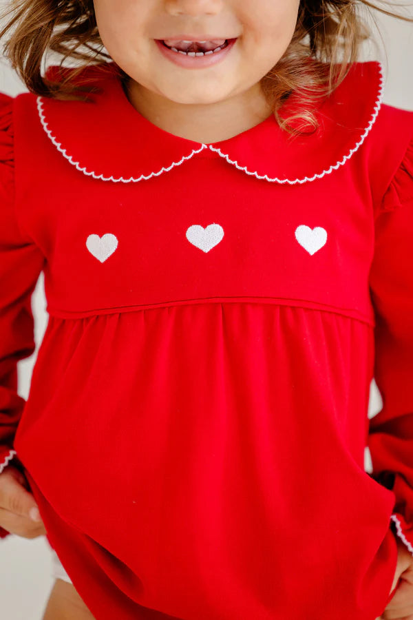 Long Sleeve Biltmore Bubble | Richmond Red with Worth Avenue White Hearts