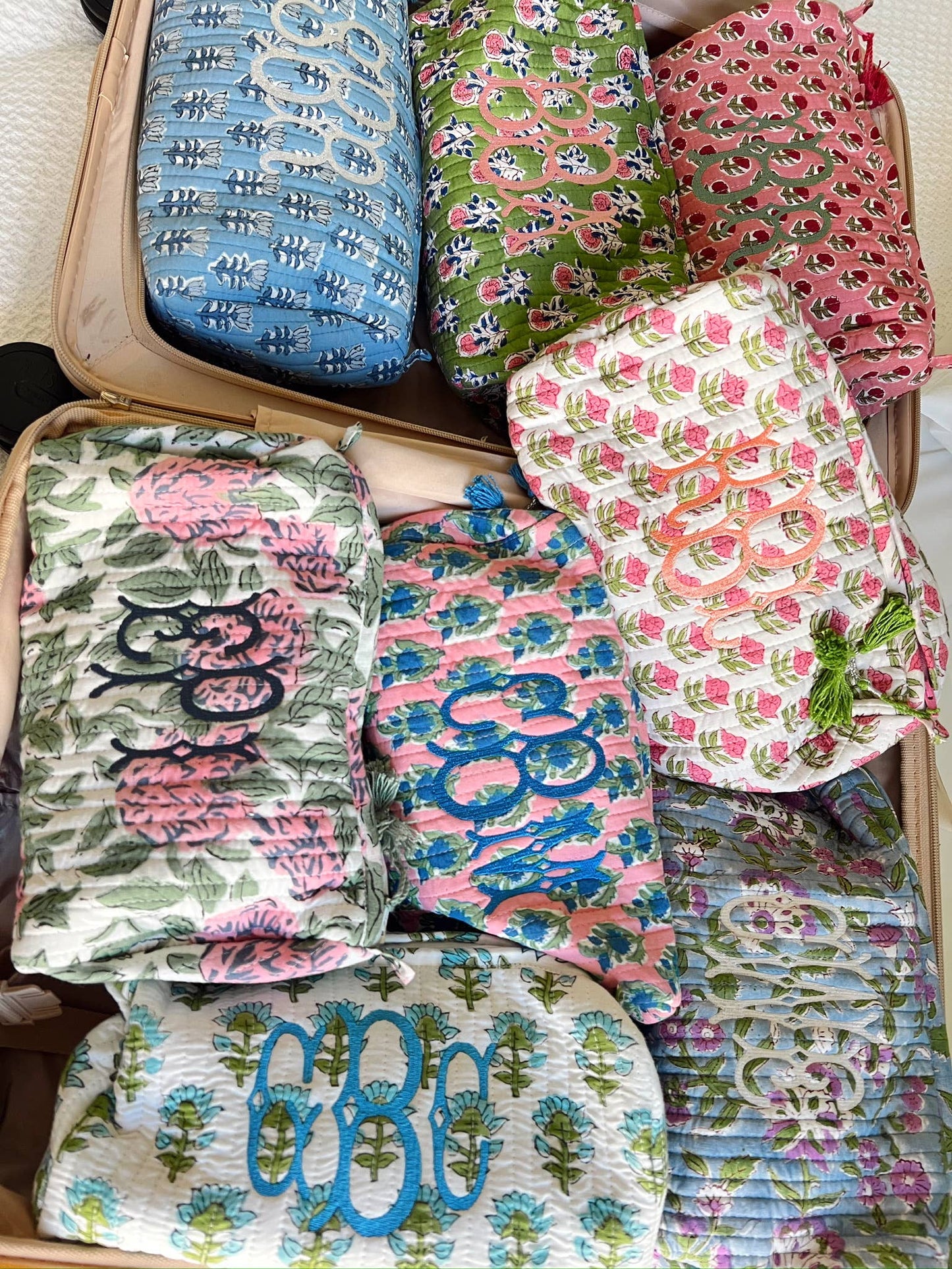 Quilted Block - Print Makeup Bag: Vibrant Orchid