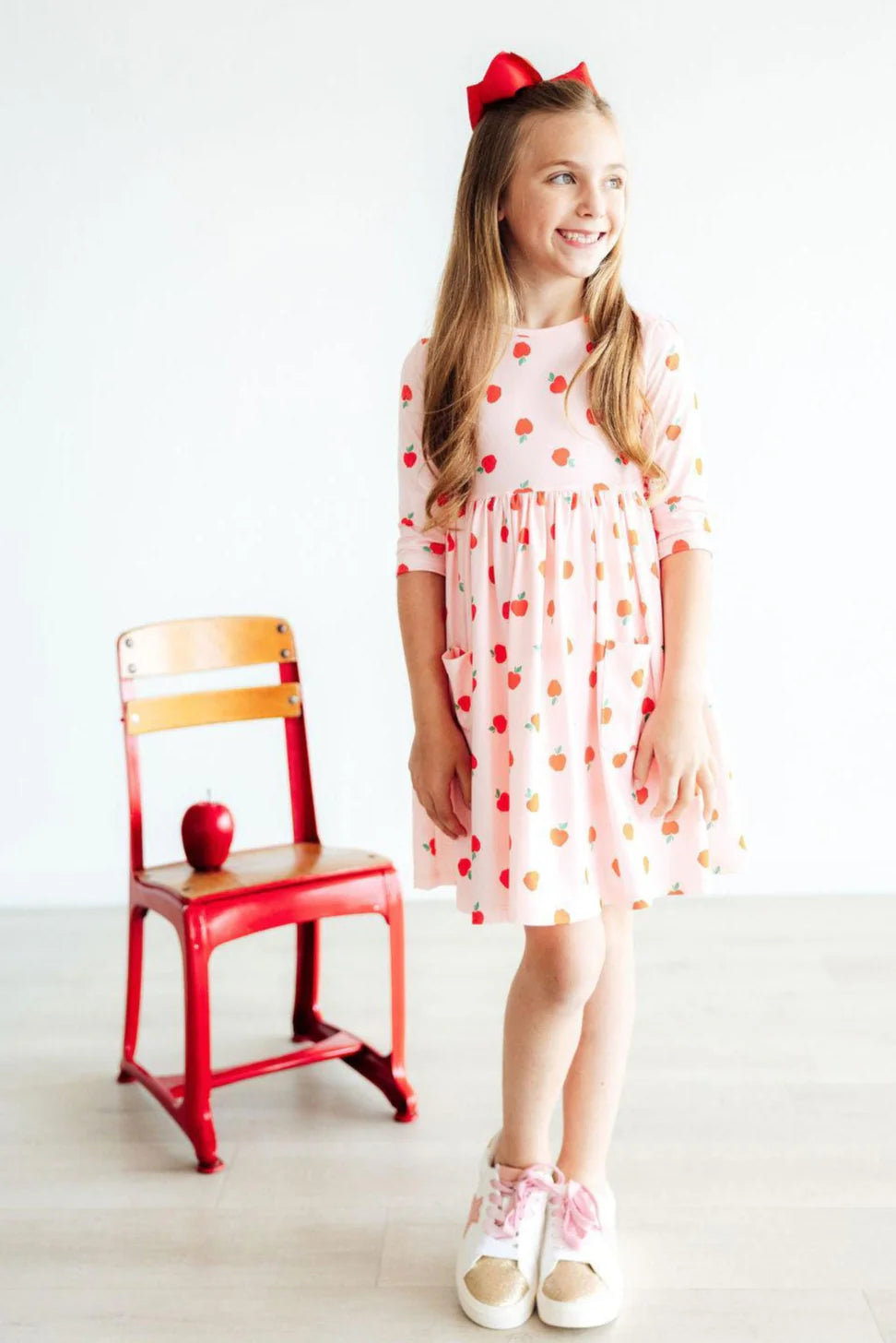 An Apple a Day 3/4 Sleeve Twirl Dress