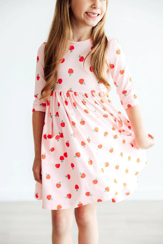 An Apple a Day 3/4 Sleeve Twirl Dress
