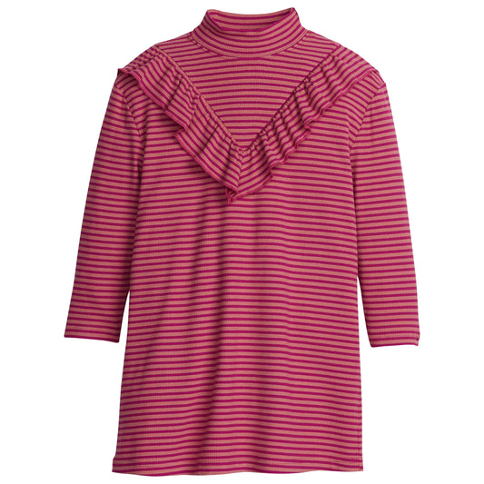 Aspen Dress | Cranberry Metallic Stripe