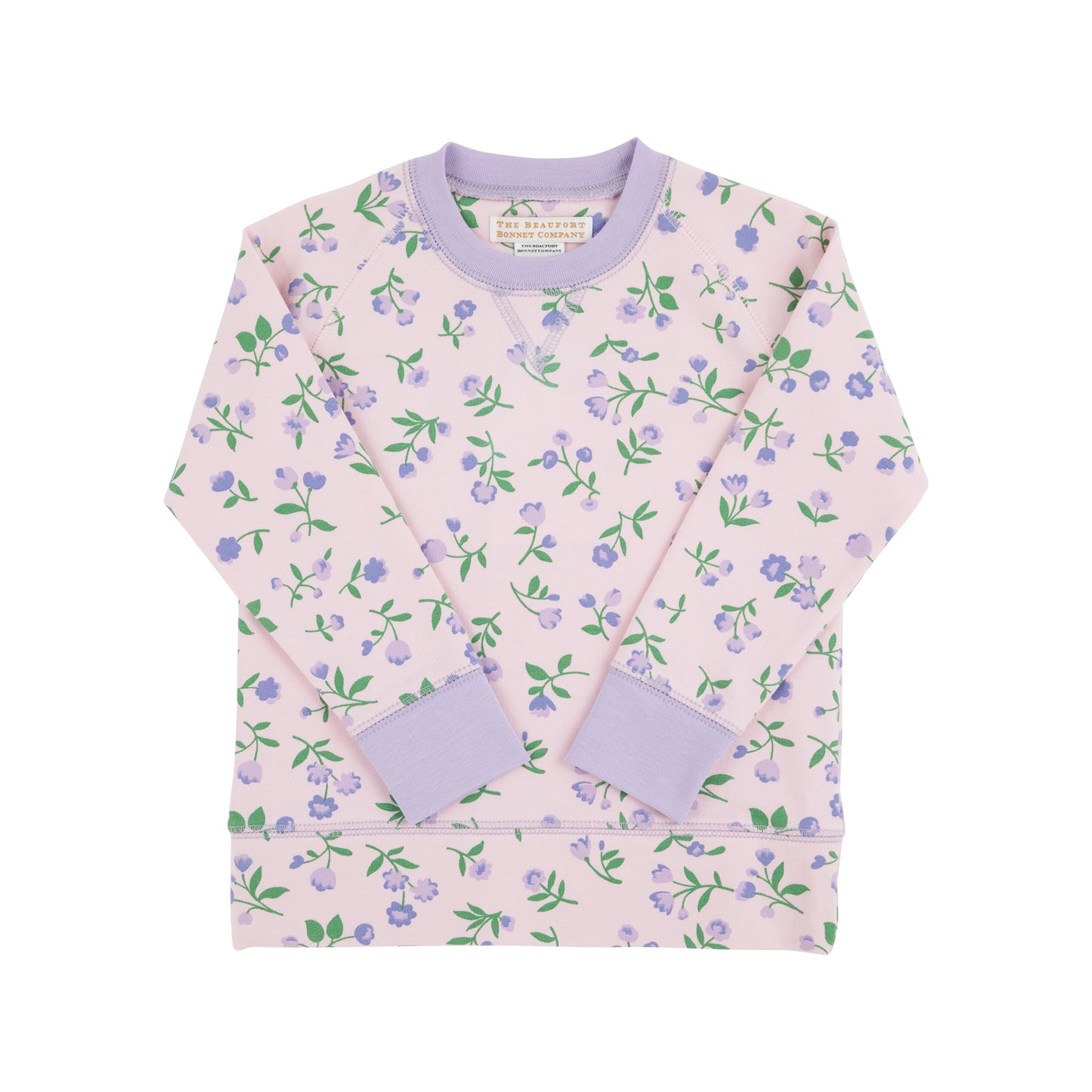 Cassidy Comfy Crewneck (French Terry) | Tuxedo Park Tulips with Lauderdale Lavender