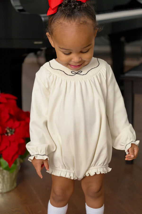 Long Sleeve Bridget Bubble | Palmetto Pearl with Newport Night Bow