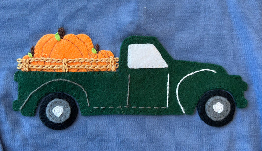 Long Sleeve Shirt Pickup Truck with Pumpkin