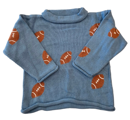 Rollneck Blue Football Sweater