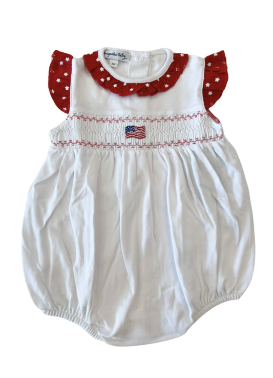 Tiny Red, White, and Blue Smocked Flutters Bubble