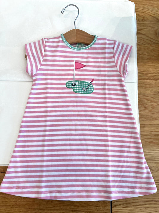 Hole in One Toddler Applique Dress | Pink