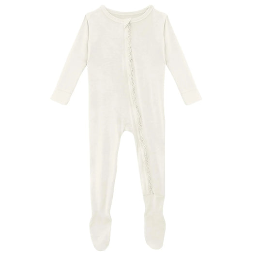 Natural Muffin Ruffle Footie with Zipper